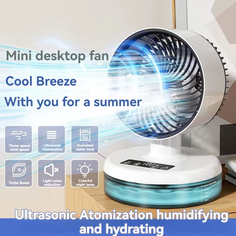 Spray Cooling Fan Mini Electric Fan Household Desktop Spray Atomizing Fan Portable Mobile Mini Humidification Fan